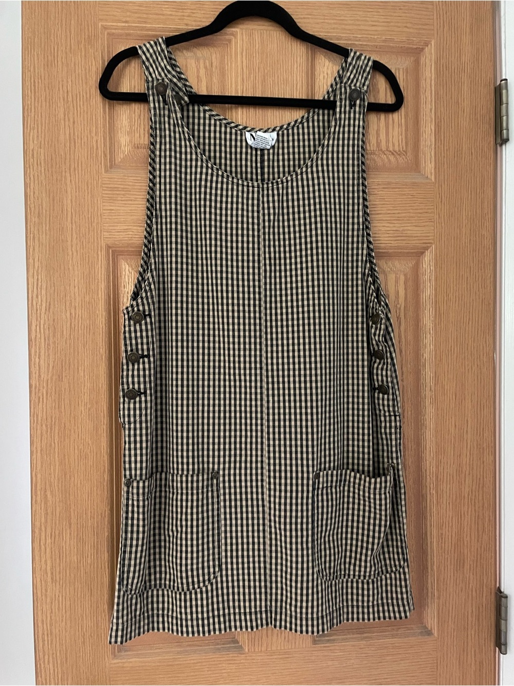 Vintage Brown and Black Check Midi Dress